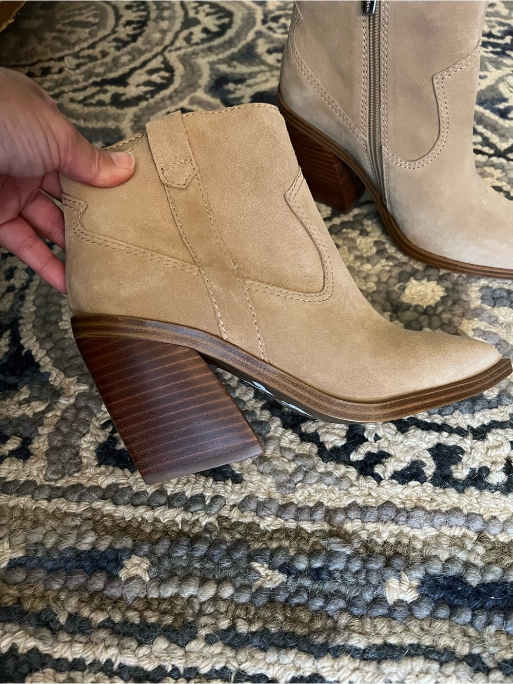 New Beautiful Taupe suede Vince Camuto booties size 6